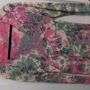 Cute Cutie Size Medium Pink, Teal, White, Gray 100% Organic Cotton V Neck Top